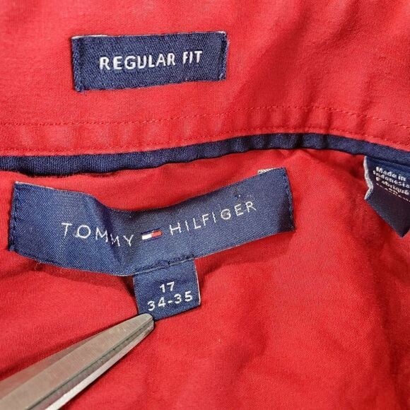 Tommy Hilfiger Shirt Mens XL Red Regular Fit Casual Button Up - Picture 2 of 7